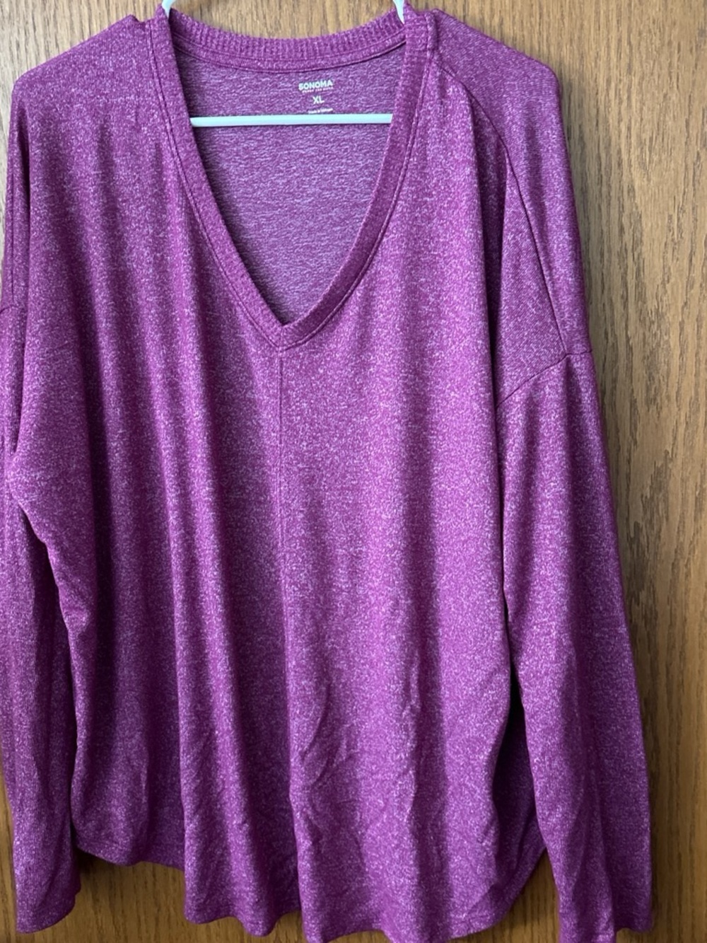 Sonoma V-Neck Long Sleeve Top in Heathered Plum